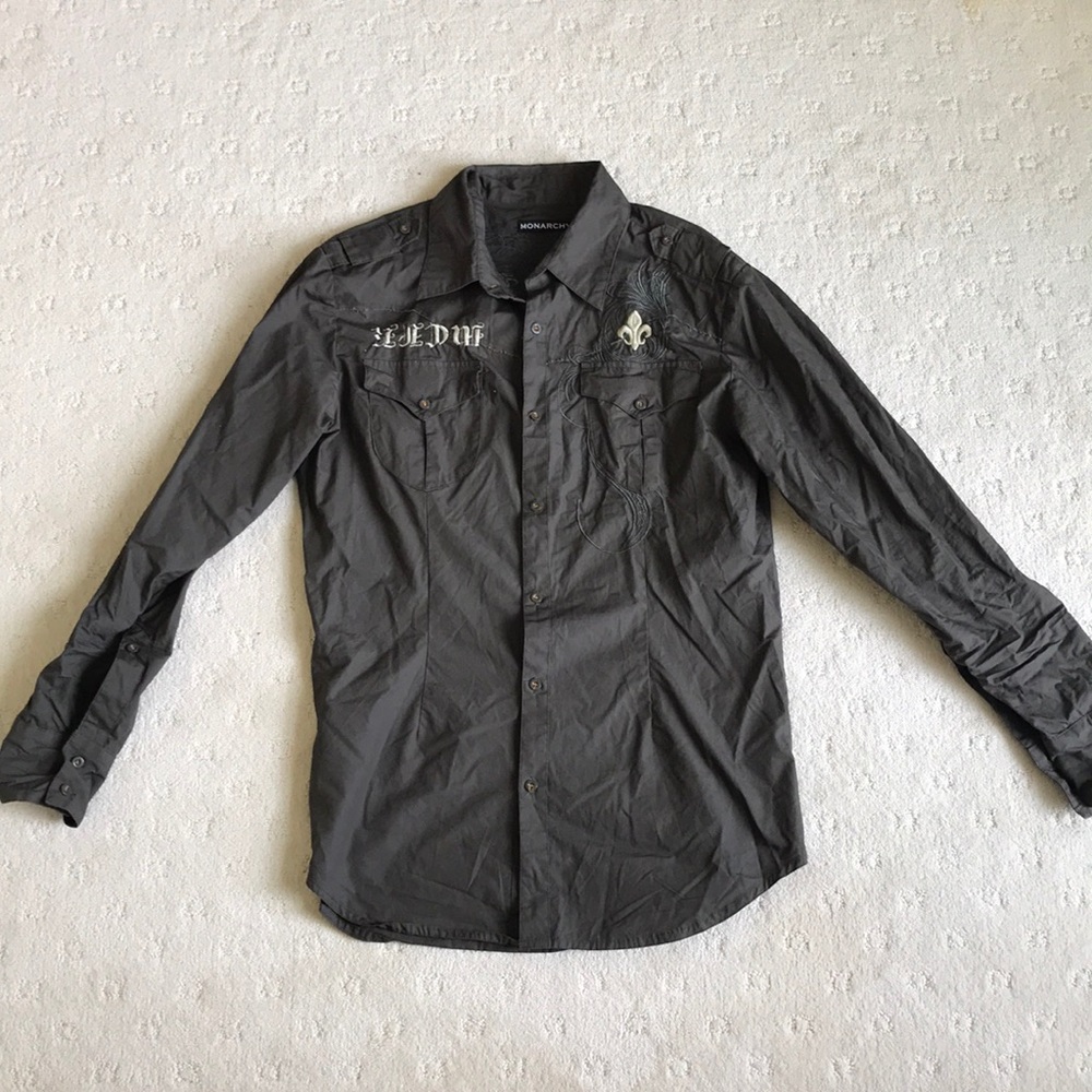 Monarchy Grey/Olive Dress Shirt (Large)